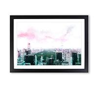 Central Park & New York City in Abstract Framed Print | A2 Black Framed Wall Art | Ready to Hang | Abstract Cityscape Picture | Living Room Bedroom Lounge Office