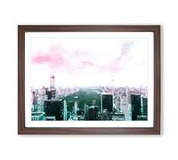 Central Park & New York City In Abstract Modern Art Framed Print | A4 Walnut Framed Wall Art | Ready to Hang | Abstract Cityscape Picture | Living Room Bedroom Lounge Office