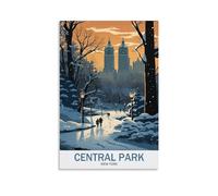 Central Park New York Vintage Travel Posters Snow 24x36inch(60x90cm) Wall Art Picture Print Canvas Painting for Living Room Home Decor