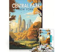 Central Park, NY 1000 Piece Jigsaws for Adults | 38x26cm Pattern assembly educational challenge with Matching Poster and Trivia Sheet