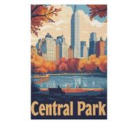 Central Park NYC Skyline Colourful Wooden Jigsaw Puzzle for Adults, 1000 PCS