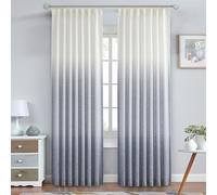 Central Park Ombre Pinch Pleat Curtain Panels Rayon Blend Textured Semi Sheer Window Treatment Drape with Backtab for Living Room Bedroom, Cream White to Indigo Blue, 40"x90"x2