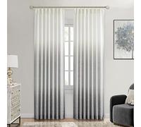 CENTRAL PARK Ombre Pinch Pleated Semi Sheer Curtains Rayon Blend Window Drape Gradient Print Treatment Sets for Living Room Bedroom, 40"x95"x2, Cream White to Gray
