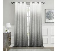 CENTRAL PARK Ombre Rayon Blend Heavy Linen Texture Window Curtain Panel 6 Grommets Top Gradient Cream White to Gray Window Drapes Treatment for Living Room/Bedroom, Set of 2, 40" x 95" Each