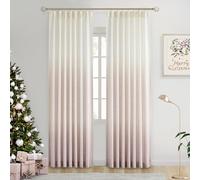 Central Park Pinch Pleated Ombre Semi Sheer Curtain 95 Inches Long Rayon Blend Window Treatment Sets with Backtab for Living Room Bedroom, Cream White to Pink, 40"x95"x2
