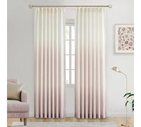 Central Park Pinch Pleated Ombre Semi Sheer Curtain Rayon Blend Window Treatment Sets with Backtab for Living Room Bedroom, Cream White to Pink, 40" Wx90 Lx2