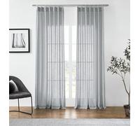 Central Park Pinch Pleated Semi Sheer Curtain Panel, 40"x95"x2, Gray/White | Light Filtering, 95 Inch Long, 2 9anel, Textured Drape, Farmhouse Rustic, Window Treatment Sets, for Living Room Bedroom
