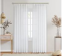 Central Park White Pinch Pleated Sheer Curtains 90 Inches Long, 40"Wx90"Lx2