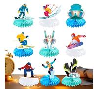 Central Ski Decorations - 9 Pieces Winter Sports Theme Skier Decoration, Party Table Decoration, Cute Photo Props, Ski Centrepieces for Tables, for Home, Desk, Table Desktop and