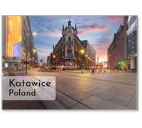 Central Square of Katowice in Dramatic Sunset., Fridge Magnet