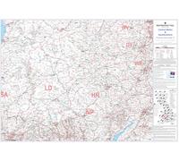 Central Wales & Herefordshire Postcode Sector Map 12 Wall Map With Motorway, A' Roads, B' Roads, City Plans, Area, Size: 73 x 107 cm (29 x 42 inches) Scale: 1:150 000 (2.4 miles to 1 inch) Laminated
