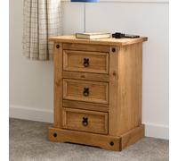 central wooden bedside cabinet with 3 drawers in oak