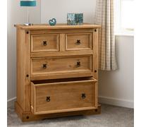 central wooden chest of 4 drawers wide in oak