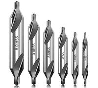 Centre Drill Bit, 6 Pieces 60 Degree Hss Center Drill Bit Metal Set, M2 6542 Milling Drill Bit for Lathe Accessories, Wood Lathe Accessories 1.0/1.5/2.0/2.5/3.0/5.0