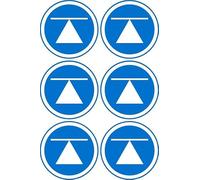 Centre of gravity sign, 100mm circle - Pack of 6 stickers on A4 sheet