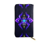 Centre Plan Pattern Leather Clutch (7.5x4.1 inches) - Coin Card Key Wallet
