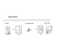 (Centre Support Hooks PK 2) Extendable Telescopic White Net Curtain Rod