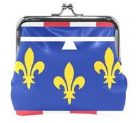 Centre Val de Loire Flag Coin Purse for Men Women Leather Kiss Lock Buckle Girls Small Change Purse, Centre-Val de Loire Flag, Classic