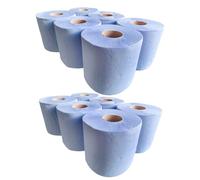 Centrefeed Blue Roll 12 Pack 100m - Embossed Blue Paper Towel Roll, 2-Ply Recycled Kitchen Roll Bulk Buy, Strong Absorbent Tissue Paper Rolls Cleaning Kitchen, Home, Office, Restaurant, Workshop