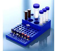 Centrifuge Tube Rack,Multifunctional Trapezoidal Holder for 0.2ml-50ml Test Tube, 92 Holes Stand for Lab Tube Vials,Blue,Plastic, Biomed Scientific(Pack of 1)…