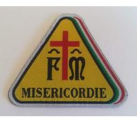Centro Ricami Embroidered Centre Patch-Toppa Microricamata in HD/Jacquard (High Definition) Triangle Misericordie Iron-on, Micro Thread, Dimensions H cm 5.3 x L cm 6.3 - Made in Italy