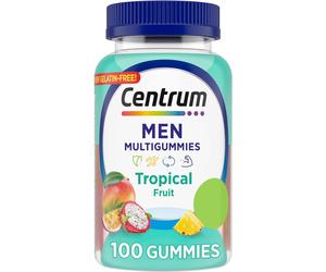 Centrum Men's Multivitamin Gummies, Tropical Fruit Flavors Made from Natural Flavors, 100 Count, 50 Day Supply