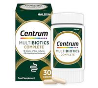 Centrum Multibiotics Complete Capsules, probiotic 18 Live Culture strains with multivitamin, 18 Essential Vitamins and Minerals Including Vitamin D, B12, Zinc and Iodine, 30 Capsules