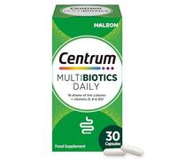 Centrum Multibiotics Daily Capsules, probiotics 18 Live Culture strains, up to 4 Billion CFUs and Essential Vitamins, Vitamin D, Riboflavin (Vitamin B2) and Vitamin B12, Vegetarian, 30 Capsules