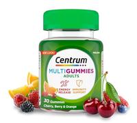 Centrum MultiGummies Cherry Berry Orange, Adult Multivitamin, 30 Ct | Adult gummy multivitamin, cherry berry orange flavour, vitamins C D B6 B12 zinc, immune support, energy release