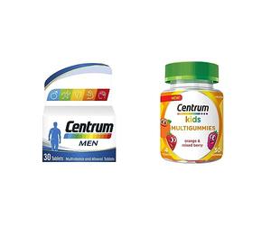 Centrum Multivitamin & Mineral & Immunity Support Bundle (2 x Men 30 Tablets & 2 x Orange and Mixed Berry for Kids, 30 Chewable Multigummies) (Packaging May Vary)