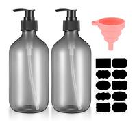 Cents matter 2 Pcs Pump Bottle Dispenser, 500ML/17oz Refillable Empty Press Bottles, Plastic Liquid Soap Dispenser Storage Holder Container for Lotions, Shampoo, Conditioner, with Funnel, Label Paper