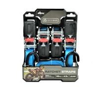 Centurion 25mm x 4.5m Ratchet Straps - Heavy Duty Tie Down with 750kg Load Capacity - Pack of 4 for Securing Cargo, Trailers, Vans & Roof Racks