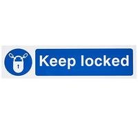 Centurion Self-adhesive PVC Sign Scan 5011 - Keep Locked White 200 x 50 mm