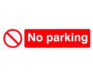 Centurion No Parking Sign - Health & Safety - Self-Adhesive PVC - 200mm x 50mm, White