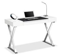 Centurion Supports Adonis Gloss White And Chrome Ergonomic Home Office Luxury Computer Desk