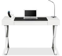 Centurion Supports ADONIS Gloss White and Chrome Ergonomic Home Office Luxury Computer Desk