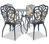 Centurion Supports BANGUI Grey Luxurious Garden and Patio Table and 4 Large Chairs with Armrests Cast Aluminium Bistro Set