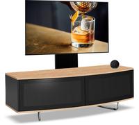 Centurion Supports Caru Black Oak Beam-Thru Remote Friendly Super-Contemporary D Shape Design 32"-65" Tv Cabinet With Mounting Arm