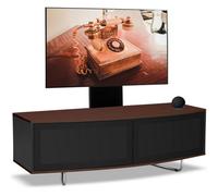 Centurion Supports Caru Black Walnut Beam-Thru Remote Friendly D-Shape 32"-65" Led/oled/lcd Tv Cabinet With Mounting Arm