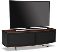 Centurion Supports Caru Gloss Black and Walnut Beam-Thru Remote Friendly Super-Contemporary "D" Shape Design 32"-65" LED/OLED/LCD TV Cabinet