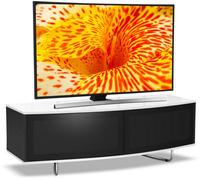 Centurion Supports Caru Gloss Black And White Beam-Thru Remote Friendly Contemporary "d" Shape Design Up To 65" Tv Cabinet