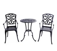 Centurion Supports Centurion Vivaldi 3-Piece Aluminium Garden Bistro Set - Table With Parasol Hole & 2 Generously Sized Armchairs (Black)