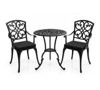 Centurion Supports Centurion Vivaldi Black 3-Piece Cast Aluminium Garden Bistro Set - With Black Cushions