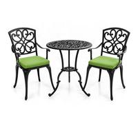 Centurion Supports Centurion Vivaldi Black 3-Piece Cast Aluminium Garden Bistro Set - With Green Cushions