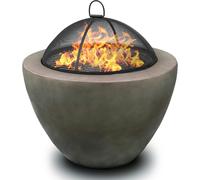 Centurion Supports Fireology DIABLO Dark Grey Contemporary Garden and Patio Heater Fire Pit and Barbecue with Concrete Stone-Effect Finish