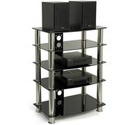 Centurion Supports Galago Contemporary Black Glass AV Separates Stand 5 shelves DVD/Video/Satellite/Amplifier Multimedia Centre