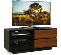 Centurion Supports Gallus Gloss Black with 2-Walnut Drawers and 3-Shelf 32"-55" LED/LCD/Plasma Cabinet TV Stand