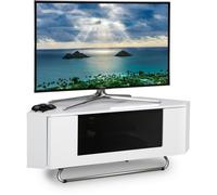 Centurion Supports Hampshire Corner-Friendly Gloss White with Black Contrast Beam-Thru Remote Friendly Door 26"-50" Flat Screen TV Cabinet