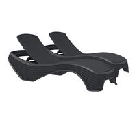 Centurion Supports MALDIVES Black Outdoor High-End PU Rattan Adjustable Sun Lounger Pair