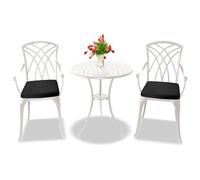 Centurion Supports OSHOWA Garden Table & 2 Chairs Bistro Set - Black Cushions in White Centurion Supports White